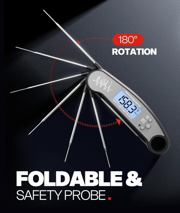 Meat Thermometer Digital - Instant Read Food Thermometer for Cooking Grilling, Candy, Air Fryer, Griddle Probe Kitchen Gadgets Essentials BBQ Accessories