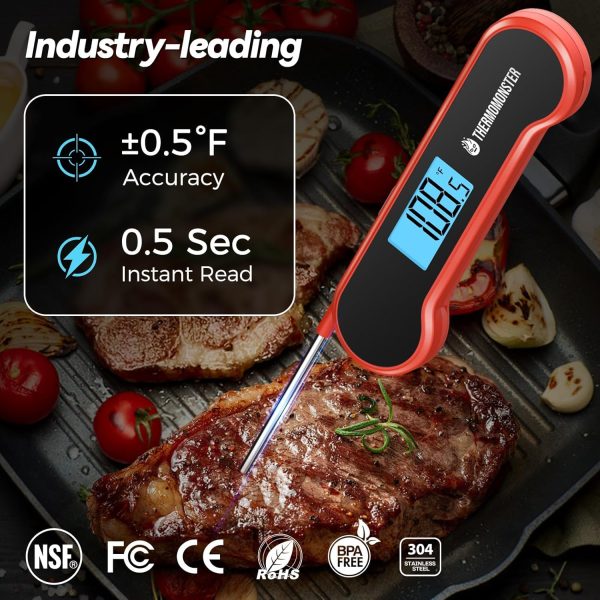 0.5s Instant Read Digital Meat Thermometer for BBQ & Cooking